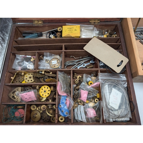 444 - Meccano Bundle - Good Selection Gears, Cogd Etc Encased Within two Wooden Boxes