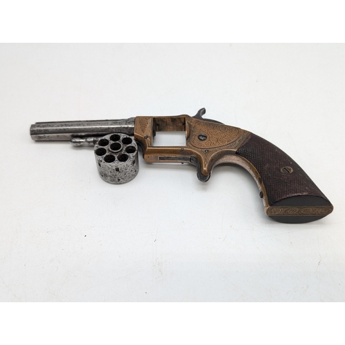 489 - Civil War Era Smith & Wesson For Lowell Model Pocket Revolver, With Decorated Metalwork Bearing Make... 