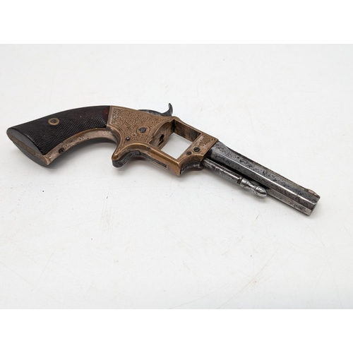 489 - Civil War Era Smith & Wesson For Lowell Model Pocket Revolver, With Decorated Metalwork Bearing Make... 