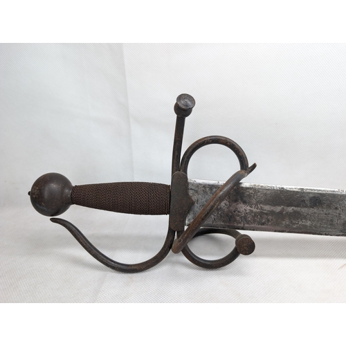 493 - Likely Reproduction Toledo Style Sword With Wire Grip and No Makers Mark To be Seen With Sheath, Ove... 