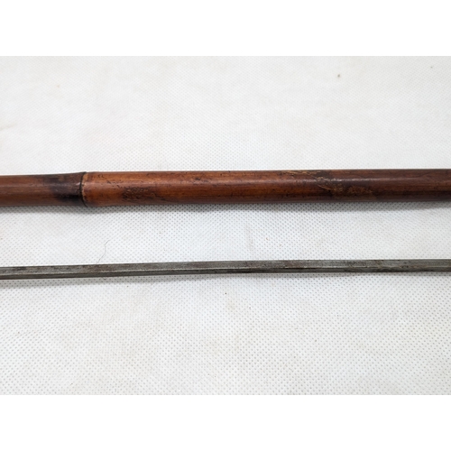 500 - Re-Enactment Swordstick, Based off 18th Century Model Unengraved 89cm, Blade Length 50cm Dulled