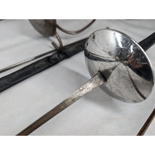 501 - Group 5 Vintage / Antique Rapier / Fencing Foils, Nice Quality Cup Handled With Decorative Engraved ... 