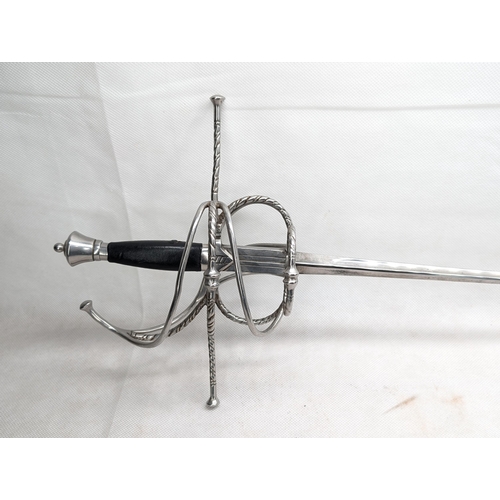 502 - Excellent Dalian Re-Enactment Rapier / Fencing Rapier - With Leather Scabbard Cup Hilt Nice Quality ... 