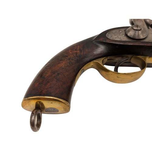 503 - 19th Century 16 Bore East India Government Cavalry Percussion Pistol, Marked Birmingham 1870 Stamped... 