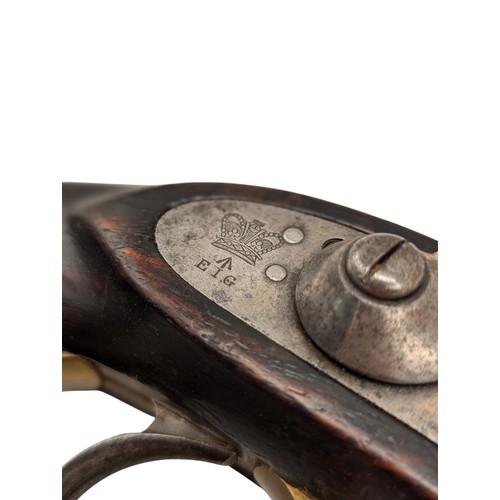 503 - 19th Century 16 Bore East India Government Cavalry Percussion Pistol, Marked Birmingham 1870 Stamped... 