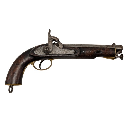 503 - 19th Century 16 Bore East India Government Cavalry Percussion Pistol, Marked Birmingham 1870 Stamped... 