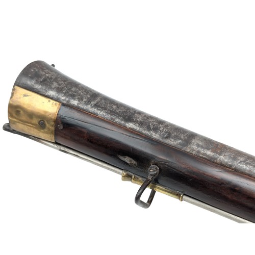 506 - 19C English East India Company Flintlock Damascus Steel Barreled Blunderbuss Stamped With East India... 