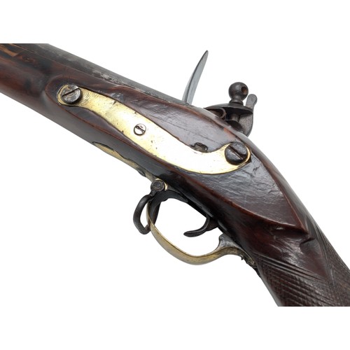 506 - 19C English East India Company Flintlock Damascus Steel Barreled Blunderbuss Stamped With East India... 