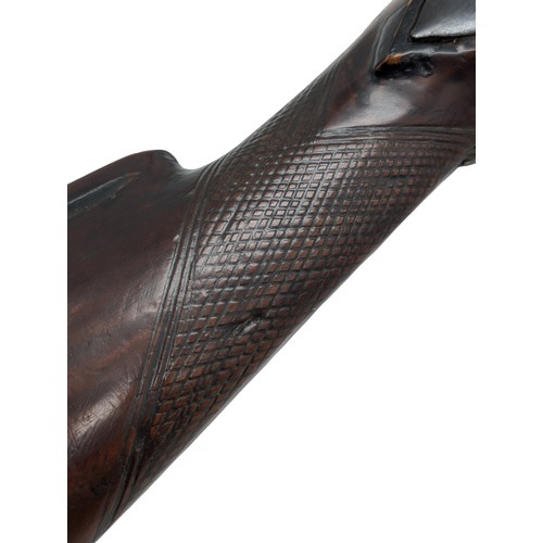 506 - 19C English East India Company Flintlock Damascus Steel Barreled Blunderbuss Stamped With East India... 