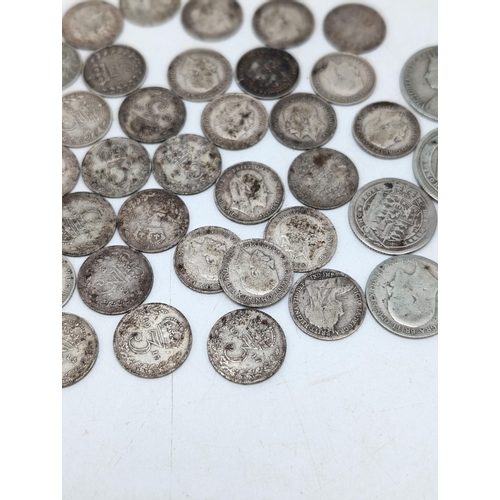 526 - C1920 British Silver Coin Bundle - Threepence Etc Appx 84g