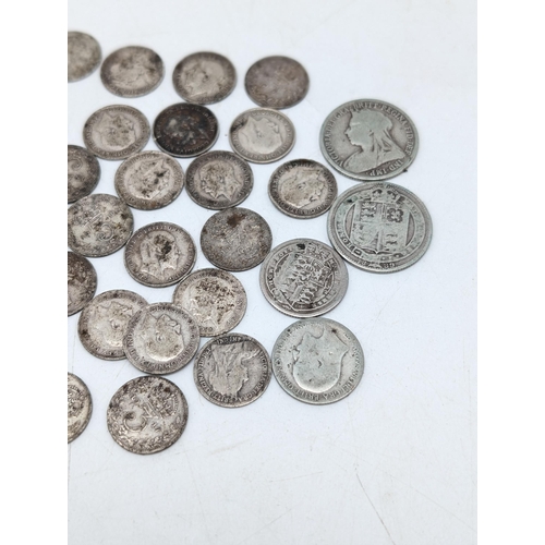 526 - C1920 British Silver Coin Bundle - Threepence Etc Appx 84g