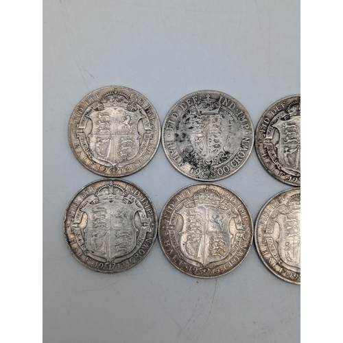 527 - Group (7) Pre 1920 Silver Half Crowns Victoria, George Etc Appx 97.9g