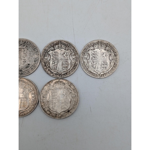 527 - Group (7) Pre 1920 Silver Half Crowns Victoria, George Etc Appx 97.9g