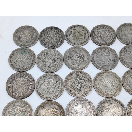 528 - Group (25) 0.500 Silver Half Crowns Appx 348g