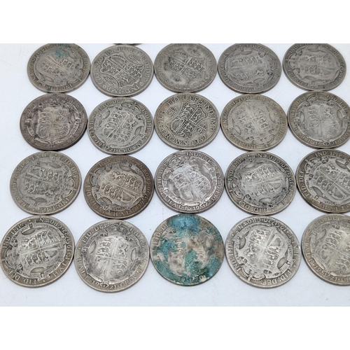 528 - Group (25) 0.500 Silver Half Crowns Appx 348g