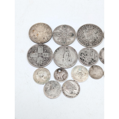 529 - Group (22) Pre 1920 Silver British Coinage, Victoria Etc Appx 160g