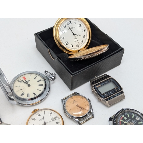 556 - Group Vintage Watches, Pocket watches Etc Some Working Some for Repair To Include Bulova, Ingersoll,... 