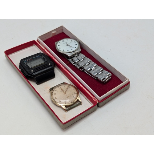 557 - Trio Vintage Watches, Ingersoll 17 Jewel, Plus Good Casio Digital Barometer Watch Untested