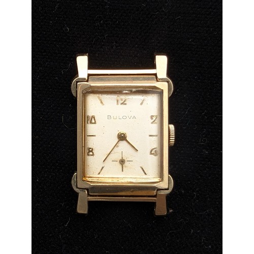 562 - Vintage Bulova 10k Gold Filled Tank Watch, Mechanical 8ac 21 Jewel With Sub Seconds, Winds But Doesn... 