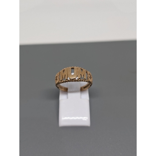 567 - 9ct Gold Mum Ring - Hallmarked 1.98g L/M