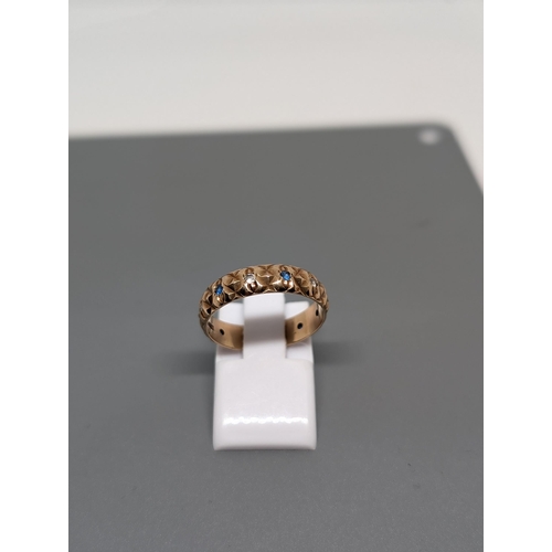 581 - Beautiful 9Ct Gold and Diamond and Sapphire Eternity Ring. Approximate Size N and Weighs 2.27g. Hall... 