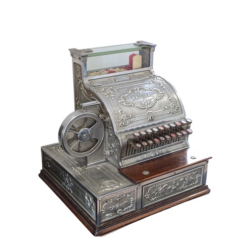 268A - Very Rare Antique National Cash Register, Model S 338DD H, Double Drawer Rare Model With Ticket Disp... 