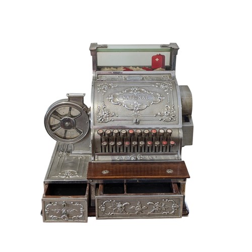 268A - Very Rare Antique National Cash Register, Model S 338DD H, Double Drawer Rare Model With Ticket Disp... 