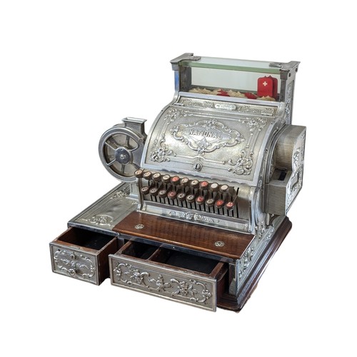 268A - Very Rare Antique National Cash Register, Model S 338DD H, Double Drawer Rare Model With Ticket Disp... 