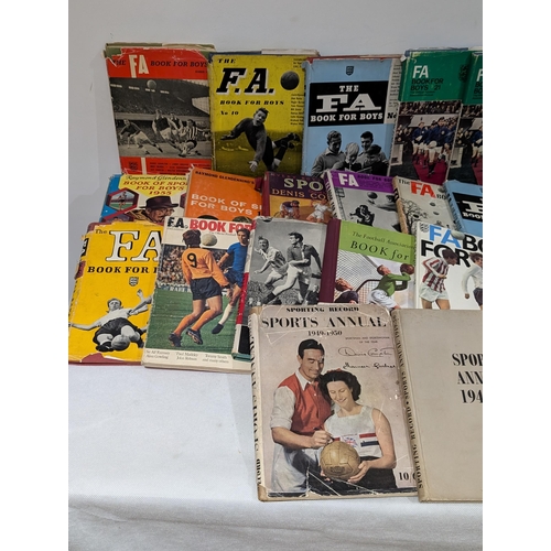 114 - Large Quantity Football Annuals, Mostly FA Cup For Boys & Book of sports 50/60/70/80s