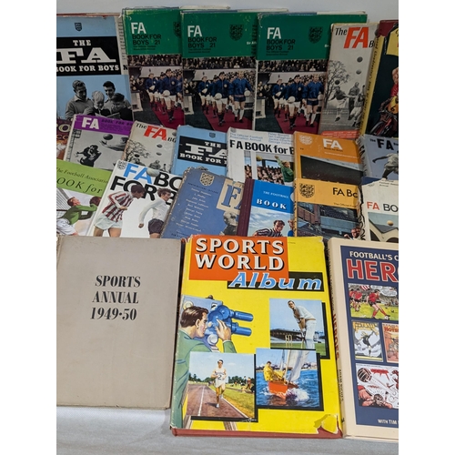 114 - Large Quantity Football Annuals, Mostly FA Cup For Boys & Book of sports 50/60/70/80s