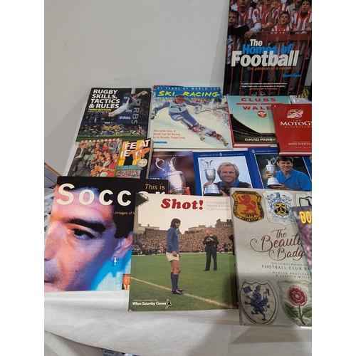 159 - Large Quantity Sporting Books, Including 1986 Panini Sticker Book Complete