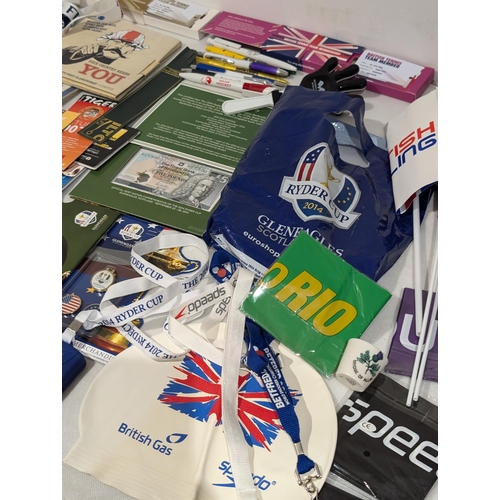 168 - Huge Bundle Sporting Ephemera, Lanyards, Flags, Balls, Soft Toys, Pens, Commemorative Etc