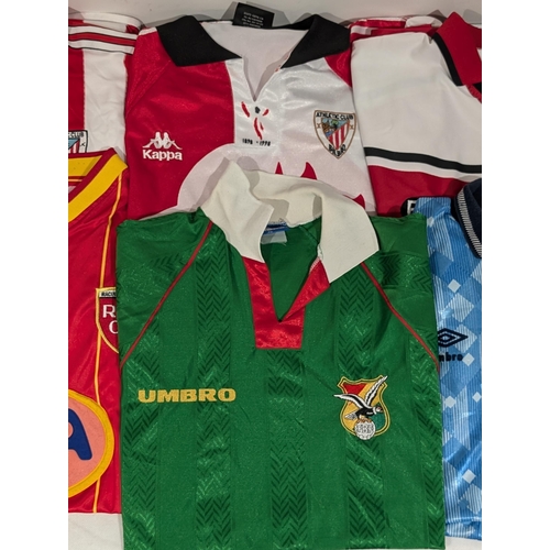 173 - Excellent Bundle Like New Vintage Football Shirts, All Official, England, Athletic, Lens, Bolivia Et... 