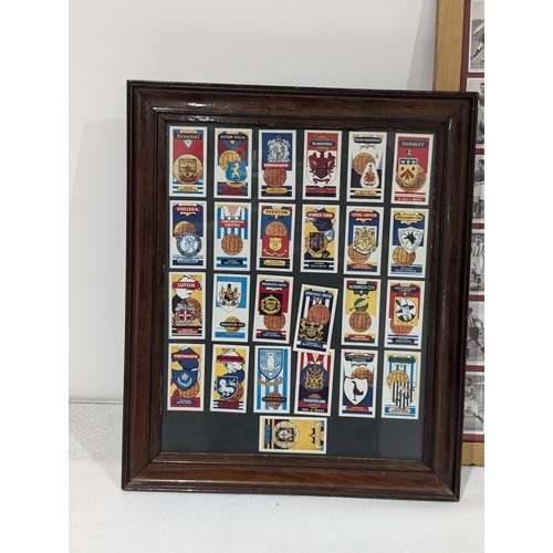 186 - Two Framed Football Related Cigarette Card Displays Along With Unframed print