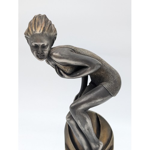 142A - Art Deco Style Figurine The Bather After Ferdinand Preiss 28cm Marked to Sculpture As Seen