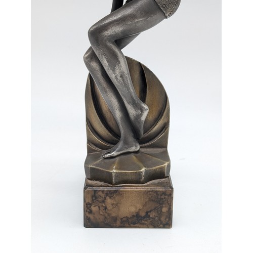 142A - Art Deco Style Figurine The Bather After Ferdinand Preiss 28cm Marked to Sculpture As Seen