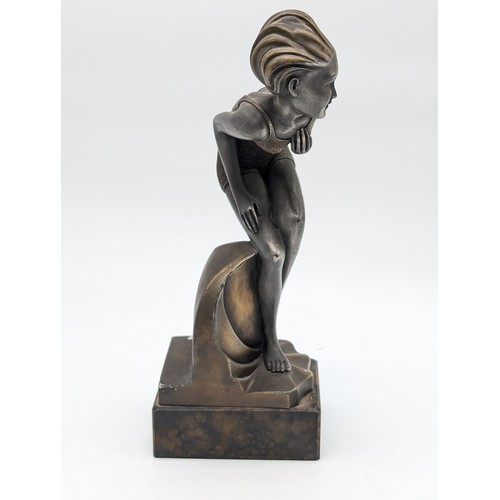 142A - Art Deco Style Figurine The Bather After Ferdinand Preiss 28cm Marked to Sculpture As Seen