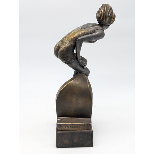 142A - Art Deco Style Figurine The Bather After Ferdinand Preiss 28cm Marked to Sculpture As Seen