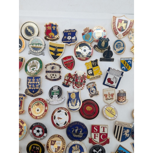 253 - Group 100 Football Lapel Badges / Pin Badges Mostly Non League Lots of Unusual Ones !