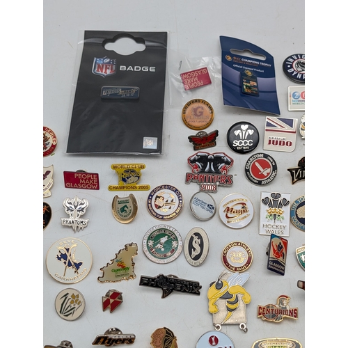 260 - Mixed Bundle Various Sporting Badges, NFL, Roller Derby, Rugby, Hockey All Sorts