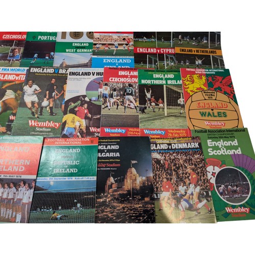 288 - Qty 34 England FA Programs Mostly 70s, World Cup Qualifiers Etc Good Bundle