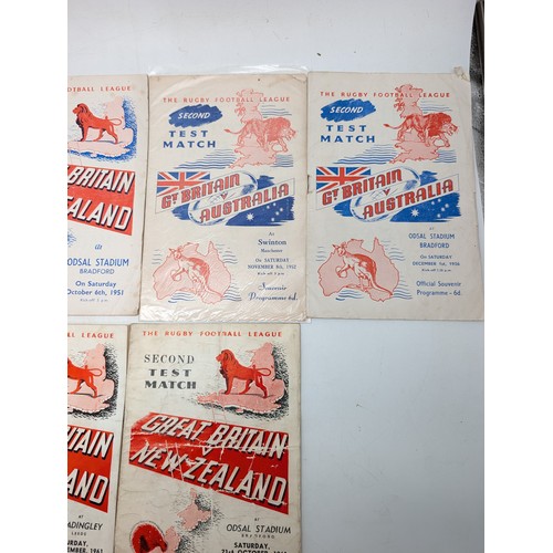 295 - 9 Rugby League Great Britain Test Match Programs - 1940s/50s Overall Condition Good