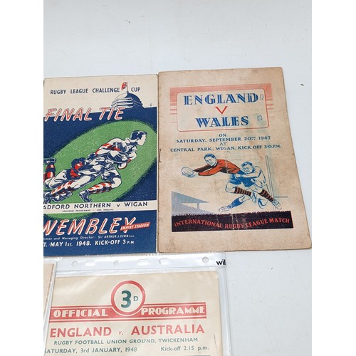 297 - Group (7) Rugby League Mostly Final Tie Programs all 1940s, Overall Condition Good