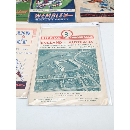 297 - Group (7) Rugby League Mostly Final Tie Programs all 1940s, Overall Condition Good