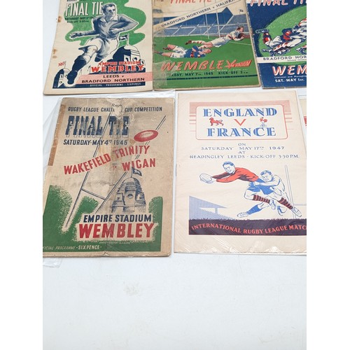 297 - Group (7) Rugby League Mostly Final Tie Programs all 1940s, Overall Condition Good