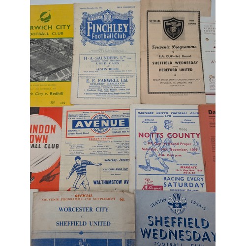 302 - Qty 16 1950s FA Cup Programs, Some Unusual Ones Here