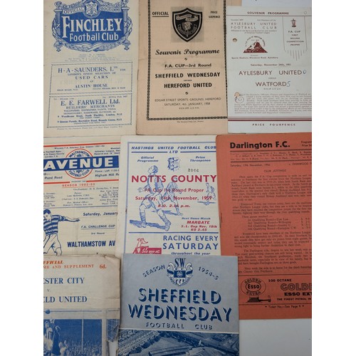 302 - Qty 16 1950s FA Cup Programs, Some Unusual Ones Here