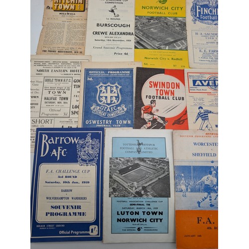 302 - Qty 16 1950s FA Cup Programs, Some Unusual Ones Here