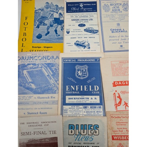 303 - Group (15) Mostly 1950s Football Programs, FA Cup, Etc Some Unusual Ones, Burnley, Wisbech Town, Dag... 