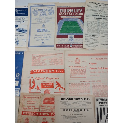 303 - Group (15) Mostly 1950s Football Programs, FA Cup, Etc Some Unusual Ones, Burnley, Wisbech Town, Dag... 